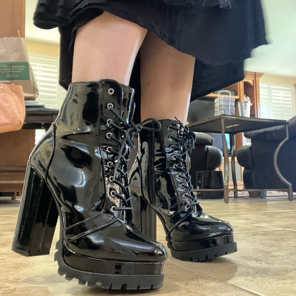 Black Heeled Combat Boots